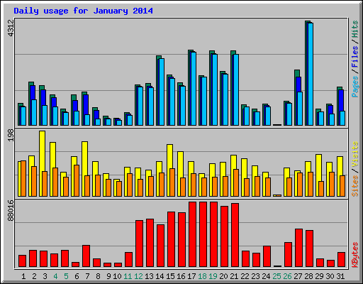 Daily usage for January 2014