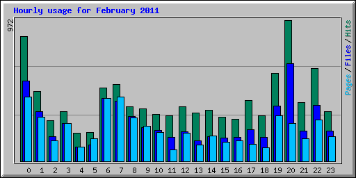 Hourly usage for February 2011